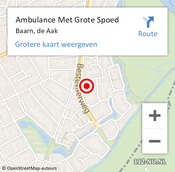 Locatie op kaart van de 112 melding: Ambulance Met Grote Spoed Naar Baarn, de Aak op 8 september 2017 08:01