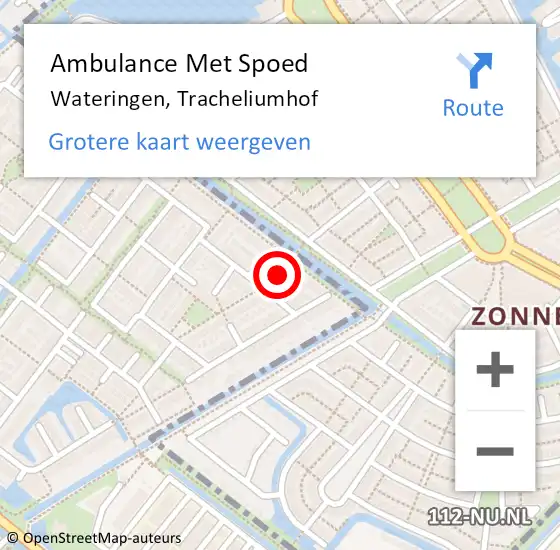 Locatie op kaart van de 112 melding: Ambulance Met Spoed Naar Wateringen, Tracheliumhof op 8 september 2017 08:08