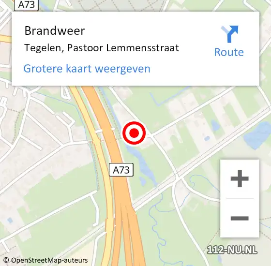 Locatie op kaart van de 112 melding: Brandweer Tegelen, Pastoor Lemmensstraat op 8 september 2017 08:21