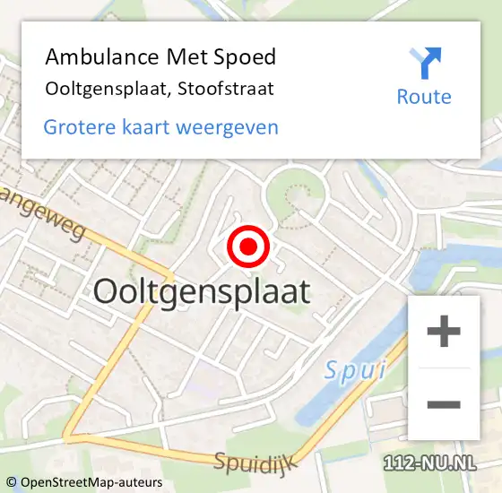 Locatie op kaart van de 112 melding: Ambulance Met Spoed Naar Ooltgensplaat, Stoofstraat op 8 september 2017 08:30