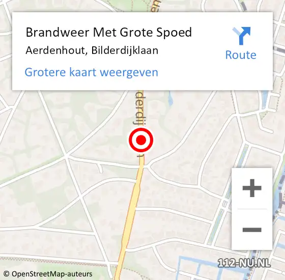 Locatie op kaart van de 112 melding: Brandweer Met Grote Spoed Naar Aerdenhout, Bilderdijklaan op 8 september 2017 08:47