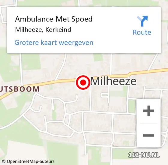 Locatie op kaart van de 112 melding: Ambulance Met Spoed Naar Milheeze, Kerkeind op 8 september 2017 08:50