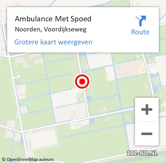 Locatie op kaart van de 112 melding: Ambulance Met Spoed Naar Noorden, Voordijkseweg op 8 september 2017 09:43