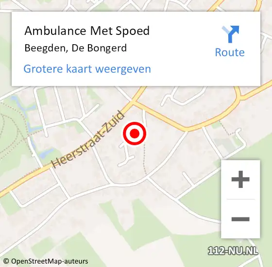 Locatie op kaart van de 112 melding: Ambulance Met Spoed Naar Beegden, De Bongerd op 8 september 2017 11:16