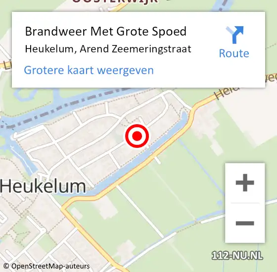 Locatie op kaart van de 112 melding: Brandweer Met Grote Spoed Naar Heukelum, Arend Zeemeringstraat op 8 september 2017 11:18