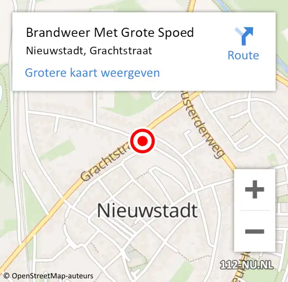 Locatie op kaart van de 112 melding: Brandweer Met Grote Spoed Naar Nieuwstadt, Grachtstraat op 8 september 2017 11:47