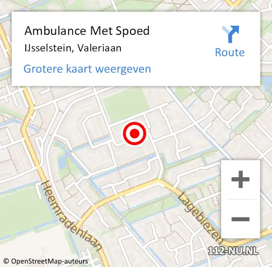 Locatie op kaart van de 112 melding: Ambulance Met Spoed Naar IJsselstein, Valeriaan op 8 september 2017 11:55