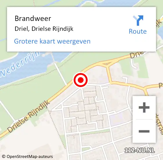 Locatie op kaart van de 112 melding: Brandweer Driel, Drielse Rijndijk op 8 september 2017 11:57