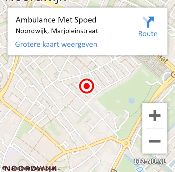 Locatie op kaart van de 112 melding: Ambulance Met Spoed Naar Noordwijk, Marjoleinstraat op 8 september 2017 12:26