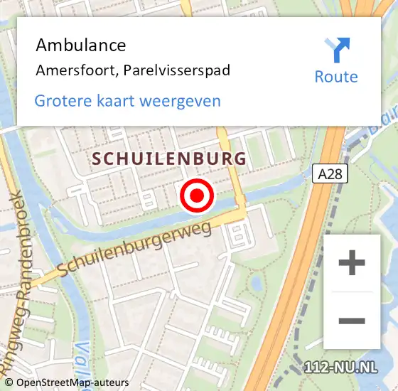 Locatie op kaart van de 112 melding: Ambulance Amersfoort, Parelvisserspad op 8 september 2017 12:37