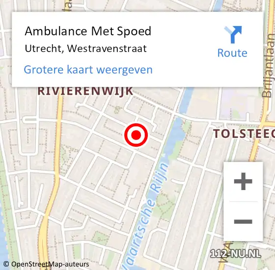 Locatie op kaart van de 112 melding: Ambulance Met Spoed Naar Utrecht, Westravenstraat op 31 januari 2014 21:13