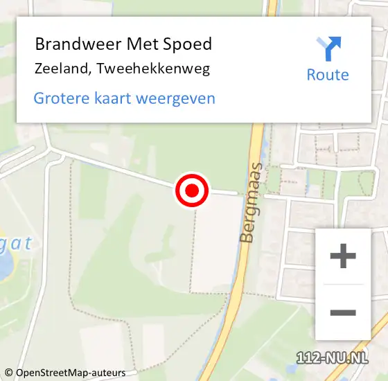 Locatie op kaart van de 112 melding: Brandweer Met Spoed Naar Zeeland, Tweehekkenweg op 8 september 2017 13:11