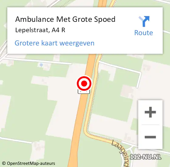 Locatie op kaart van de 112 melding: Ambulance Met Grote Spoed Naar Lepelstraat, A4 R op 8 september 2017 13:39