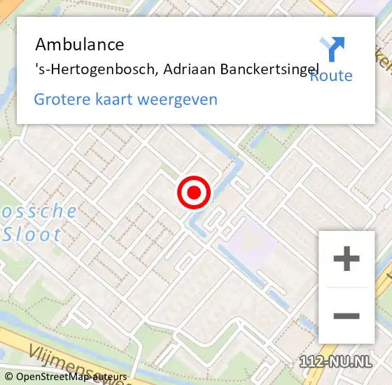 Locatie op kaart van de 112 melding: Ambulance 's-Hertogenbosch, Adriaan Banckertsingel op 8 september 2017 13:39