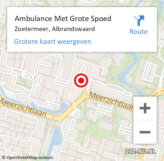 Locatie op kaart van de 112 melding: Ambulance Met Grote Spoed Naar Zoetermeer, Albrandswaard op 8 september 2017 14:06