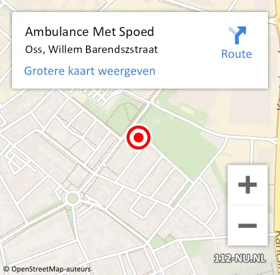 Locatie op kaart van de 112 melding: Ambulance Met Spoed Naar Oss, Willem Barendszstraat op 8 september 2017 14:13