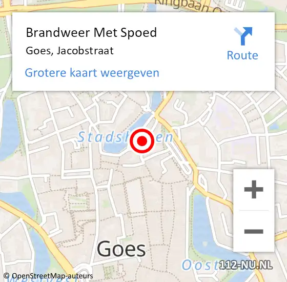 Locatie op kaart van de 112 melding: Brandweer Met Spoed Naar Goes, Jacobstraat op 8 september 2017 15:09