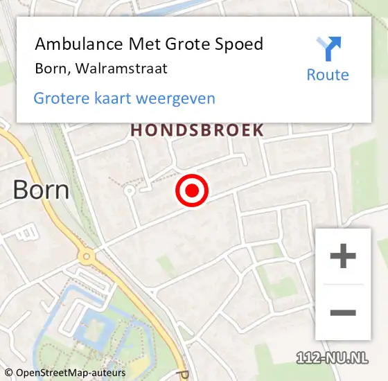 Locatie op kaart van de 112 melding: Ambulance Met Grote Spoed Naar Born, Walramstraat op 31 januari 2014 21:47