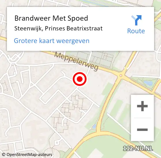 Locatie op kaart van de 112 melding: Brandweer Met Spoed Naar Steenwijk, Prinses Beatrixstraat op 8 september 2017 17:22