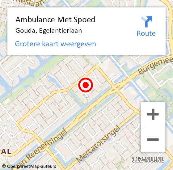 Locatie op kaart van de 112 melding: Ambulance Met Spoed Naar Gouda, Egelantierlaan op 8 september 2017 17:35