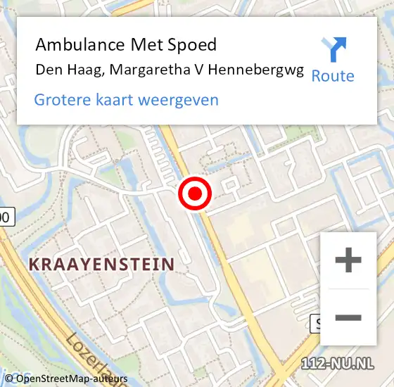 Locatie op kaart van de 112 melding: Ambulance Met Spoed Naar Den Haag, Margaretha V Hennebergwg op 8 september 2017 17:58