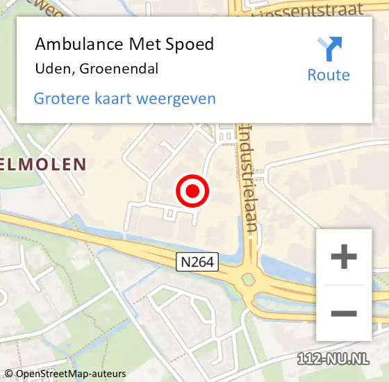 Locatie op kaart van de 112 melding: Ambulance Met Spoed Naar Uden, Groenendal op 8 september 2017 19:02