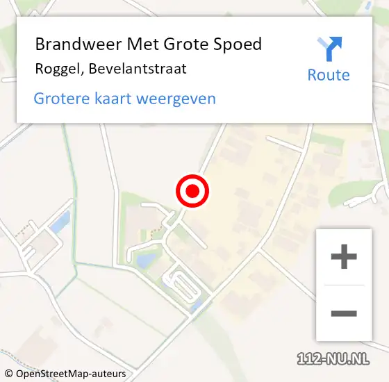 Locatie op kaart van de 112 melding: Brandweer Met Grote Spoed Naar Roggel, Bevelantstraat op 8 september 2017 19:03