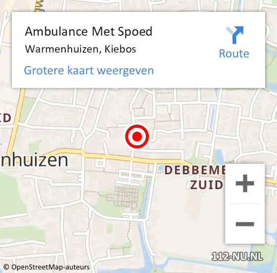 Locatie op kaart van de 112 melding: Ambulance Met Spoed Naar Warmenhuizen, Kiebos op 8 september 2017 19:30