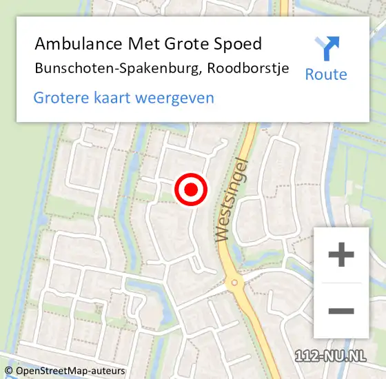 Locatie op kaart van de 112 melding: Ambulance Met Grote Spoed Naar Bunschoten-Spakenburg, Roodborstje op 8 september 2017 19:38