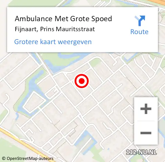 Locatie op kaart van de 112 melding: Ambulance Met Grote Spoed Naar Fijnaart, Prins Mauritsstraat op 8 september 2017 20:06