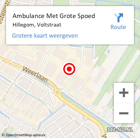 Locatie op kaart van de 112 melding: Ambulance Met Grote Spoed Naar Hillegom, Voltstraat op 8 september 2017 20:07