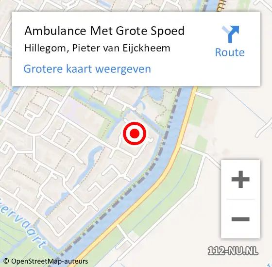 Locatie op kaart van de 112 melding: Ambulance Met Grote Spoed Naar Hillegom, Pieter van Eijckheem op 8 september 2017 20:19