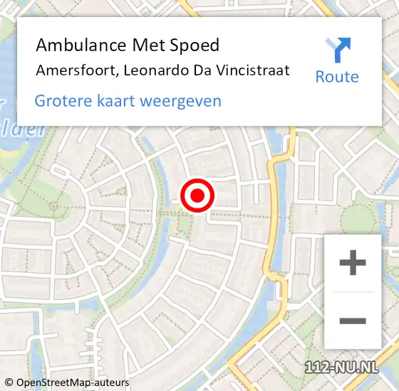 Locatie op kaart van de 112 melding: Ambulance Met Spoed Naar Amersfoort, Leonardo Da Vincistraat op 8 september 2017 20:46