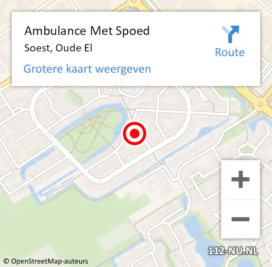 Locatie op kaart van de 112 melding: Ambulance Met Spoed Naar Soest, Oude El op 8 september 2017 20:56