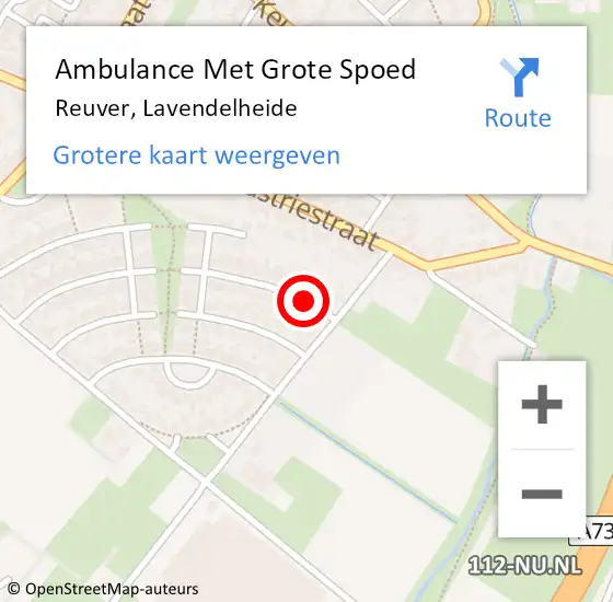 Locatie op kaart van de 112 melding: Ambulance Met Grote Spoed Naar Reuver, Lavendelheide op 31 januari 2014 22:41