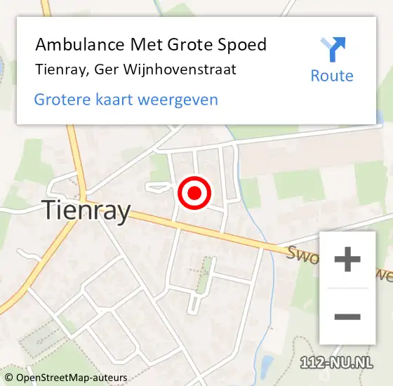 Locatie op kaart van de 112 melding: Ambulance Met Grote Spoed Naar Tienray, Ger Wijnhovenstraat op 8 september 2017 21:50