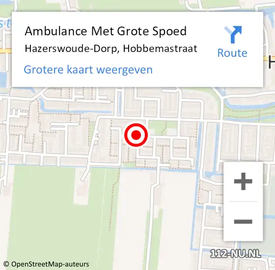 Locatie op kaart van de 112 melding: Ambulance Met Grote Spoed Naar Hazerswoude-Dorp, Hobbemastraat op 8 september 2017 22:16