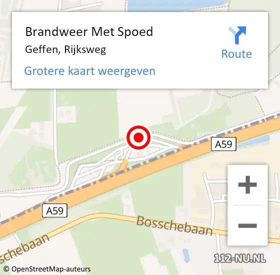 Locatie op kaart van de 112 melding: Brandweer Met Spoed Naar Geffen, Rijksweg op 8 september 2017 22:28