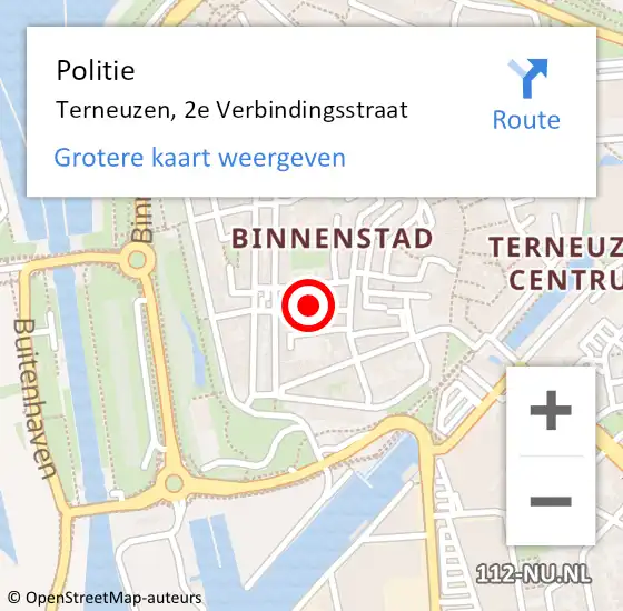 Locatie op kaart van de 112 melding: Politie Terneuzen, 2e Verbindingsstraat op 8 september 2017 22:44