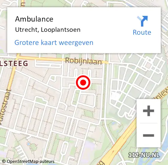 Locatie op kaart van de 112 melding: Ambulance Utrecht, Looplantsoen op 8 september 2017 23:13