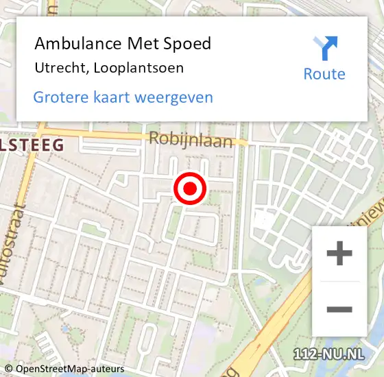 Locatie op kaart van de 112 melding: Ambulance Met Spoed Naar Utrecht, Looplantsoen op 8 september 2017 23:52