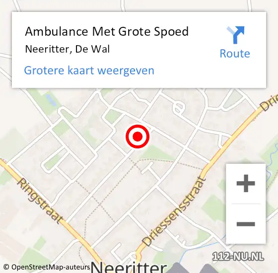 Locatie op kaart van de 112 melding: Ambulance Met Grote Spoed Naar Neeritter, De Wal op 9 september 2017 01:05