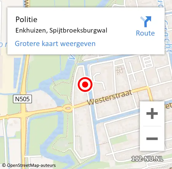 Locatie op kaart van de 112 melding: Politie Enkhuizen, Spijtbroeksburgwal op 9 september 2017 01:58