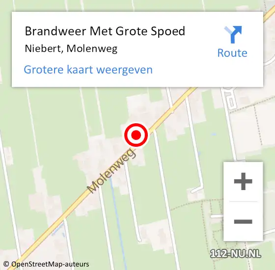 Locatie op kaart van de 112 melding: Brandweer Met Grote Spoed Naar Niebert, Molenweg op 9 september 2017 02:08