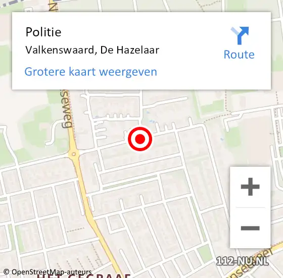 Locatie op kaart van de 112 melding: Politie Valkenswaard, De Hazelaar op 9 september 2017 02:19