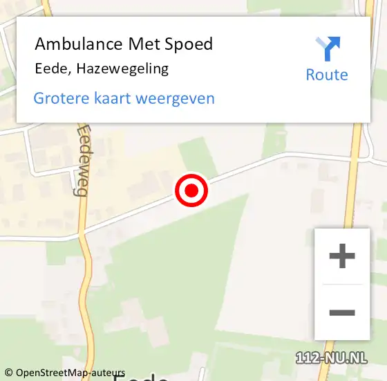 Locatie op kaart van de 112 melding: Ambulance Met Spoed Naar Eede, Hazewegeling op 9 september 2017 03:00