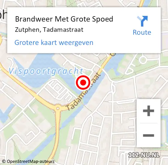 Locatie op kaart van de 112 melding: Brandweer Met Grote Spoed Naar Zutphen, Tadamastraat op 21 september 2013 00:49