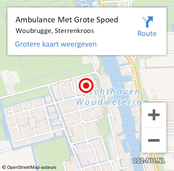 Locatie op kaart van de 112 melding: Ambulance Met Grote Spoed Naar Woubrugge, Sterrenkroos op 9 september 2017 07:40