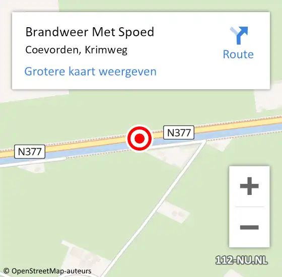 Locatie op kaart van de 112 melding: Brandweer Met Spoed Naar Coevorden, Krimweg op 9 september 2017 08:02