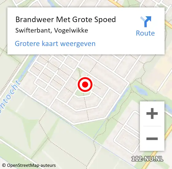 Locatie op kaart van de 112 melding: Brandweer Met Grote Spoed Naar Swifterbant, Vogelwikke op 9 september 2017 08:23